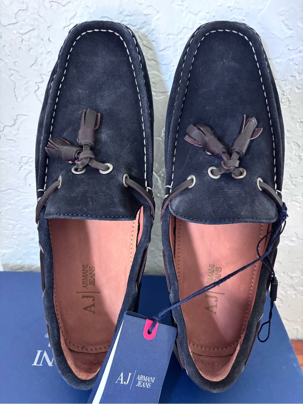 Armani Jeans Black Suede Tassel Driving Loafers